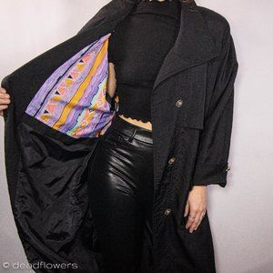 Vintage PORTRAIT Trench w Patterned Lining size 12